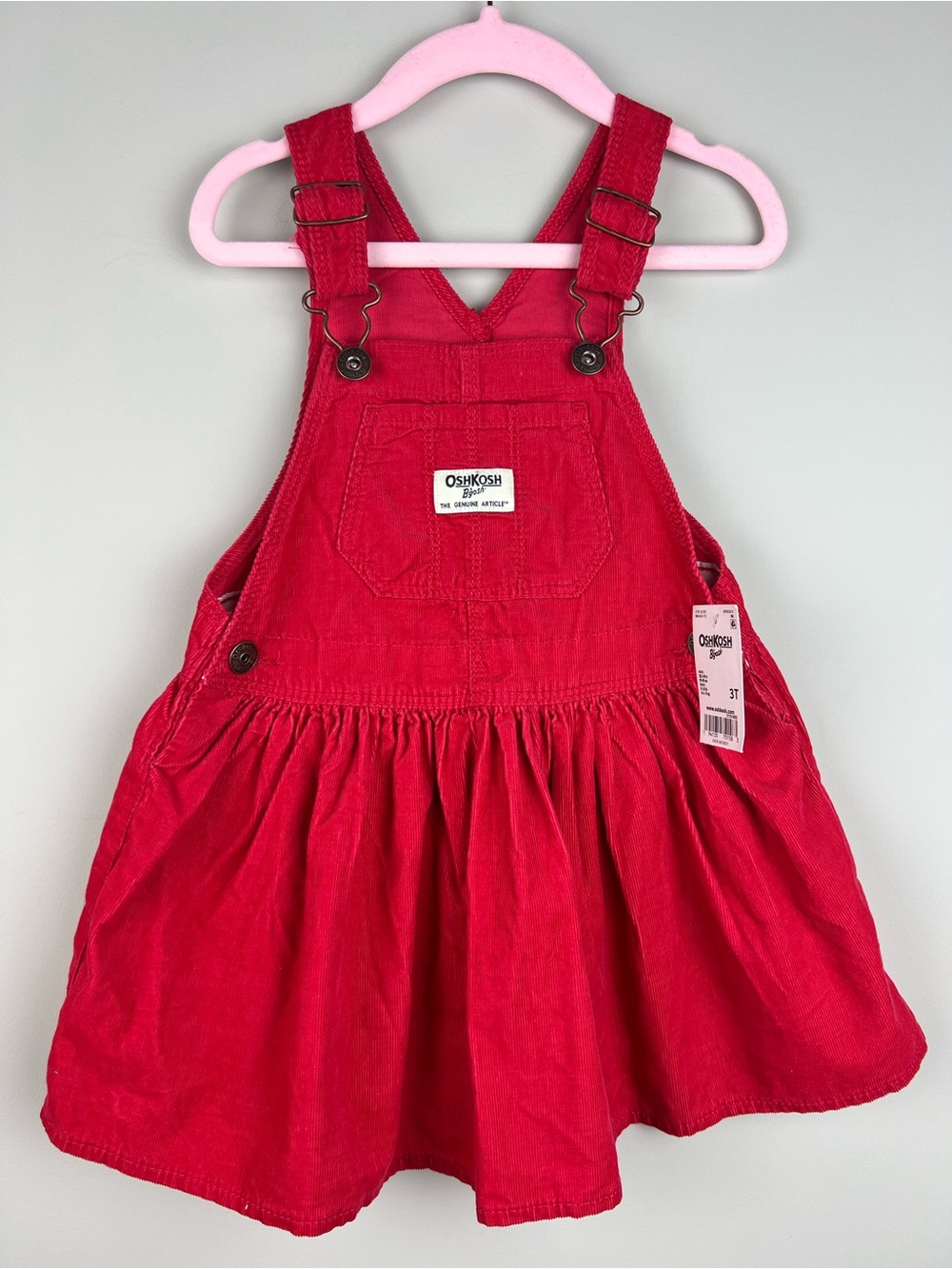 OshKosh B'gosh Bright Red Corduroy Pinafore Dress